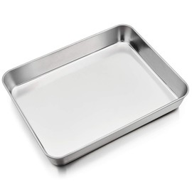 P&P CHEF - Molde rectangular para hornear para lasaña, carne de brownie, bandeja para galletas que se adapta en horno tostador, fácil de limpiar y resistente (12.3 pulgadas)