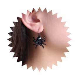 Yheakne Punk Onyx Spider Earrings Black Spider Hook Earrings Boho Spider Drop Earrings Acrylic Spider Horror Earrings Jewelry for Women and Girls