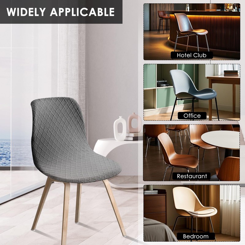 4PCS Dining Room Chair Covers, Minimalist Shell Chair Slipcovers, Elastic