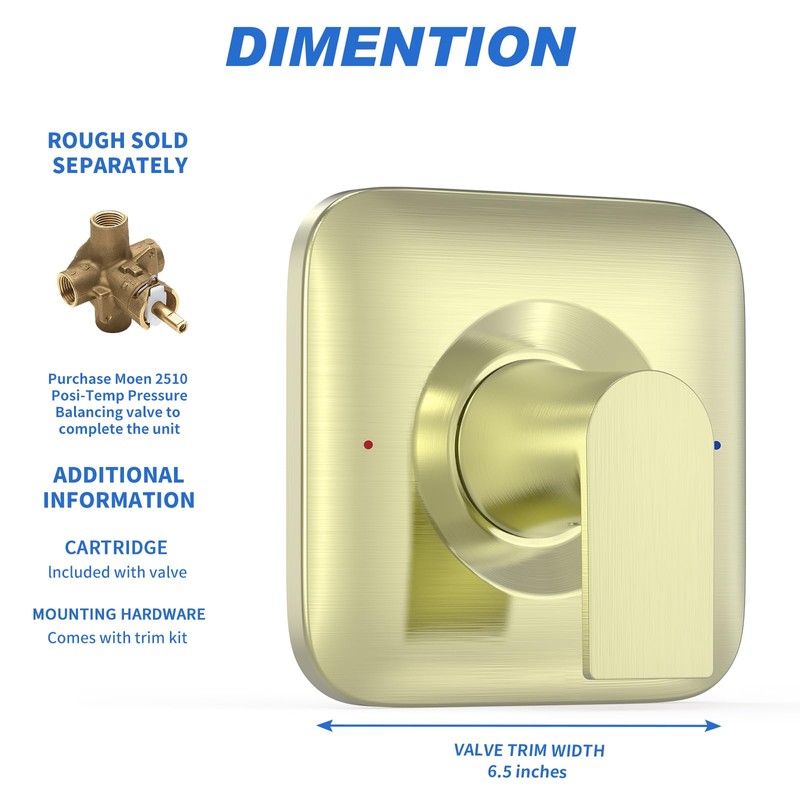 Replacement for Moen Genta LX Brushed Gold Pressure Balancing Modern