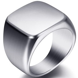 Jude Jewelers Stainless Steel Signet Ring Black Silver Gold Classical Cocktail Husband Father Valentine (Silver, 6)