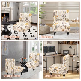 FUANGUI Armless Accent Chair Cover Slipcover, Stretch Spandex Chair Covers for Living Room Removable Washable for Armless Chair Furniture Protector
