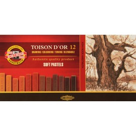 KOH-I-NOOR TOISON D'OR 8592 Artist's Soft Pastels - Brown (Pack of 12)