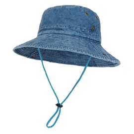 TAGVO Boonie Sun Hat UV Protection for Men Women 100% Cotton Lightweight and Foldable Fishing Hat Windproof Hiking Hat with Adjustable Chin Strap for Outdoor Gardening Camping Hunting Hiking, blue