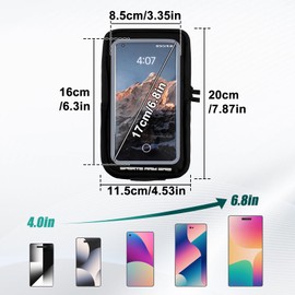 Wristband Phone Holder for Running Crossbody Phone Clear Touchscreen Pouch Purse for Sport with Carabiner Clip Cell Phone Armband Suitable for Fitness Cycling Hiking (Black)