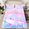 Cute Shark Kids Sheet Full Size,Glitter Stars Rainbow Dreamy Bedding