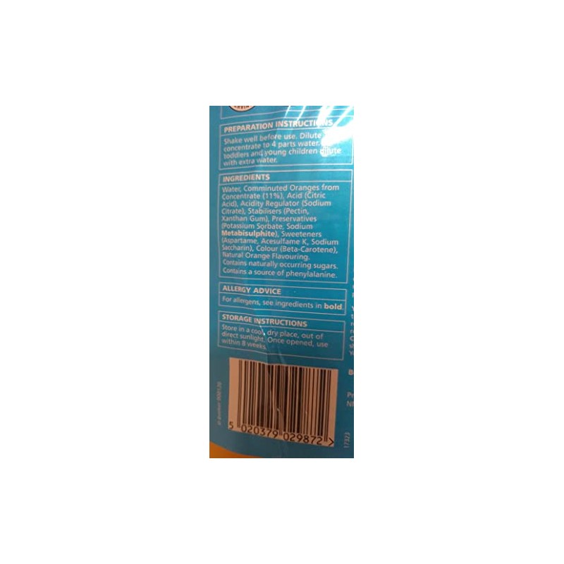 Chefs Larder Orange Squash No Added Sugar 1 x 5litre