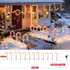 24 Pack Outdoor Christmas Decorations, Solar Christmas Lights Outdoor Waterproof Stakes, Two Set of 12 Solar Candy Cane Pathway Lights, Solar Christmas Decorations Outdoor Christmas Solar Lights Yard