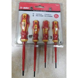 ToolUSA Professional Volt Screwdriver Set | 4 Durable Precision Tools | Ergonomic Grip | +PH1x10cm +PH0x7.5cm -3.0x7.5cm -3.5x10cm | Ideal for Detailed Work & General Repairs