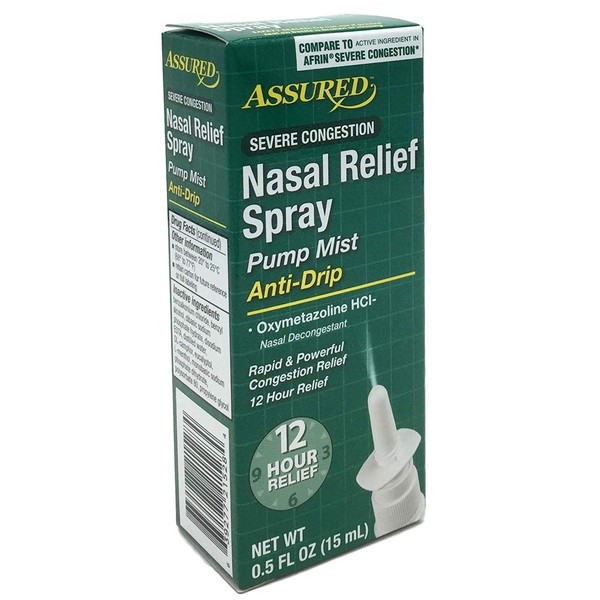 Nasal Relief Spray, Pump Mist, Anti-drip, Severe Congestion, (Oxymetazoline HCI) 12 Hours, 3 Pack.