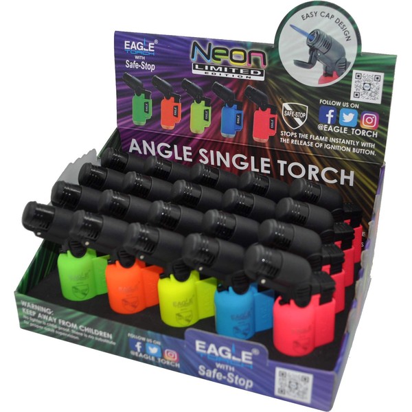 EAGLE TORCH® Neon Color Mini Angle-Torch; Flip Cap; 20 pcs./Display.