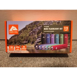 Ozark Trail 12-pack Mini LED Flashlight Set - 50 Lumens, 6 Colors + 36 batteries