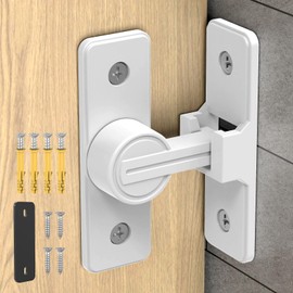 StickNGo Heavy Duty 90 Degree Barn Door Lock, Zinc Alloy Security Sliding Door Latch for Barn, Garden, Bathroom, Fence, Shed - Anti-Rust and Robust (White-1 Pc)