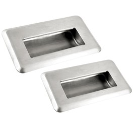 2Pack Hidden Recessed Pull Handle Stainless Steel Square Flush Concealed Furniture Handle for Door Drawer Cupboard Cabinet Sliding Door (L)