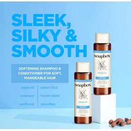 Soapbox Argan Shampoo & Conditioner Set, Volumizing, Vegan, Color Safe, Harsh Sulfate & Silicone Free, 16oz each (Pack of 2)