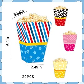 YiBodollar 20PCS Paw Birthday Party Snack Treat Boxes Dog Themed Kids Boys Girls Birthday Party Supplies Favors Decorations