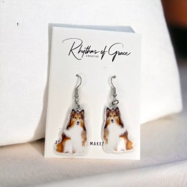 Collie Cuties: Adorable Handmade Dog Dangle Earrings for the Ultimate Dog Mom!