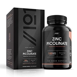 Zinc Picolinate 100mg - 1000% Daily NRV - Elemental Zinc Picolinate - 120 Vegan Capsules - No Additives â Non-GMO, Gluten Free.