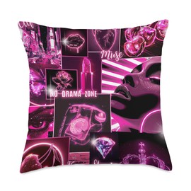 Sassy Pink Baddie Vision Board Aesthetic Streetwear Throw Pillow