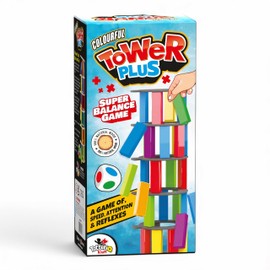 Totteriq Coloured Plus Tower Wooden Blocks Tumbling Tower Game – 54-Piece Stacking Game for Kids & Adults – Fun Family Game with Vibrant Colours– Educational & Interactive Toy for Boys & Girls Ages 3+