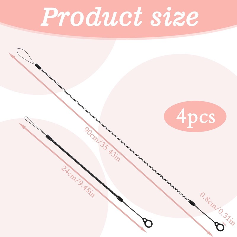Aeaocvo 4PCS Elastic Pen Leash Pen Lanyard Retractable Spring Coil