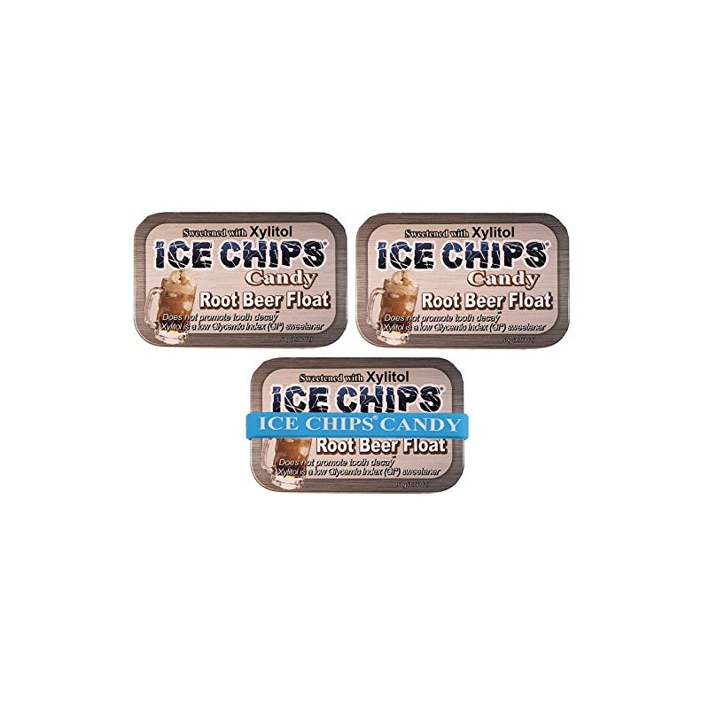 ICE CHIPS Xylitol Candy Tins 5.28 oz total (Root Beer