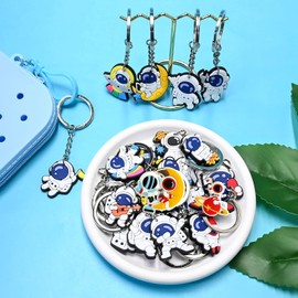 Lindo llavero a granel, 20 unidades, lindo llavero de astronauta, llavero de espacio fresco para niños, baratijas divertidas, mochilas, llaveros, accesorios, llavero del universo para premios