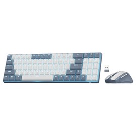 Redragon BS135 Wireless Keyboard and Mouse Combo, 75% 78 Keys 2.4Ghz Wireless Low-Profile Mechanical Keyboard w/Rechargeable Battery, Single Blue Blacklight, 2400 DPI Ergonomic Mouse