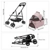 Pet Stroller, 4 Wheels Dog Cat Stroller, Foldable Pet Stroller
