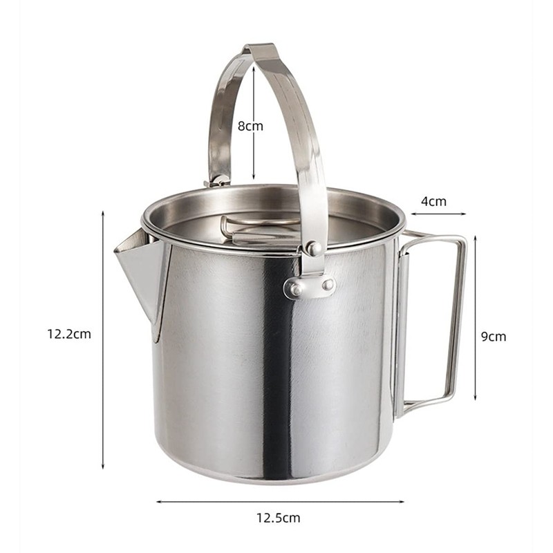 ZNZNANG Outdoor Camping Kettle，1.2L Outdoor Camping Kettle，Portable Hanging Pot Cookware