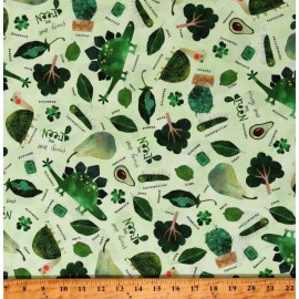 Robert Kaufman Cotton Things that are Green Trees Leaves Green Fabric Print by Yard D788.89