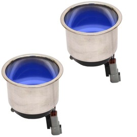 Boat LED Illuminated Cup Holder Set | 3 1/2 Inch Stainless