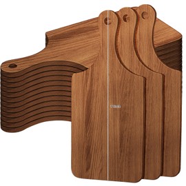 Zubebe 12 Pcs Bulk Wood Cutting Board with Handle Cutting Board for Laser Engraving, 11" x 5" Acacia Serving Trays Charcuterie Trays for Customized Wedding Housewarming Mom Christmas Gift Party Favor