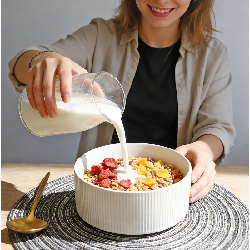 Jeffbaubl Cereal Bowls Set of 6, 6.1 Inch Ceramic Soup
