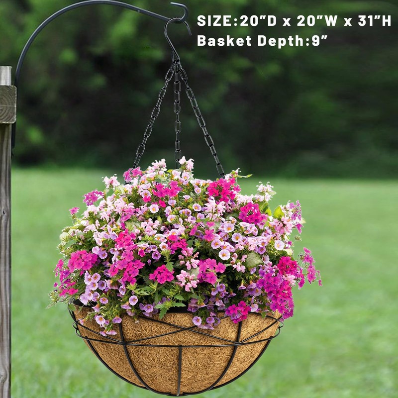 Karlliu 2 Pack 20 Inch Extra Large Deep Hanging Planters