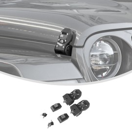 Linskip Durable Aluminum Hood Latches Locking Kit Replacement for 2018-2025 Jeep Wrangler JL 4XE & Gladiator JT - Exterior Accessories (Pair) - Easy Installation & Stylish Design