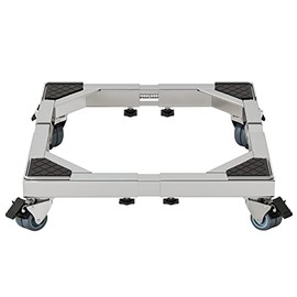 Heavy Duty Stainless Steel Mobile Fridge Stand Base, Washing Machine Stand with Wheels, Adjustable Furniture Dolly for Washer, Refrigerator and Dryer