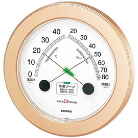 enpekkusu Weather Meter, Temperature and Humidity Meter, Super EX High Quality Hygrometer Wall Made in Japan Champagne Gold Ex – 2738