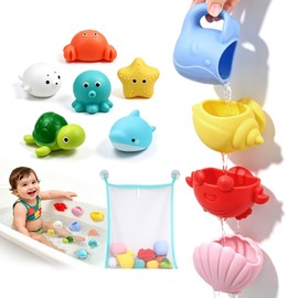 11 Pezzi Giocattoli da Bagno Bambini,Giocattoli da Bagno Galleggianti a Forma di Animali Marini, Giochi d’Acqua per Bambini, Squirt Toys per Vasca e Piscina,Regalo per Ragazzi e Ragazze