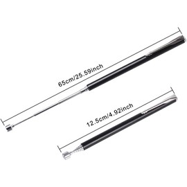 POFET 2pcs Telescopic Magnetic Pick Up Tool 26 Inches Rod Stick Extending Magnet Handheld Tool - Black