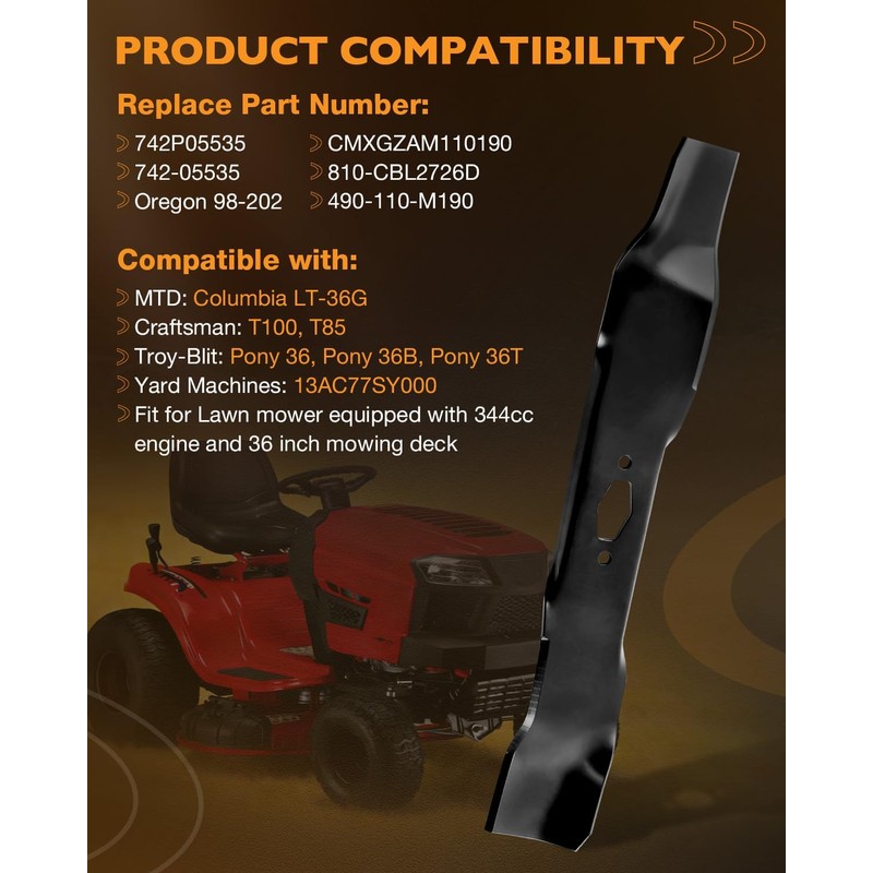 HQPASFY 742-05535 Lawn Mower Blades Set, Diamond Center Hole Compatible