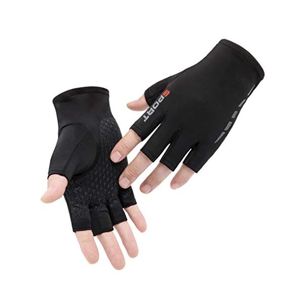Men Women Half Finger Cycling Gloves Mittens Cool Thin Fingerless Driving Gloves Shockproof Non-Slip Stretchy Sun Protection Gloves for Motorcycle Running Hiking