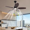 OUKANING Black Modern Dimmable Ceiling Fan with Light Remote Control,