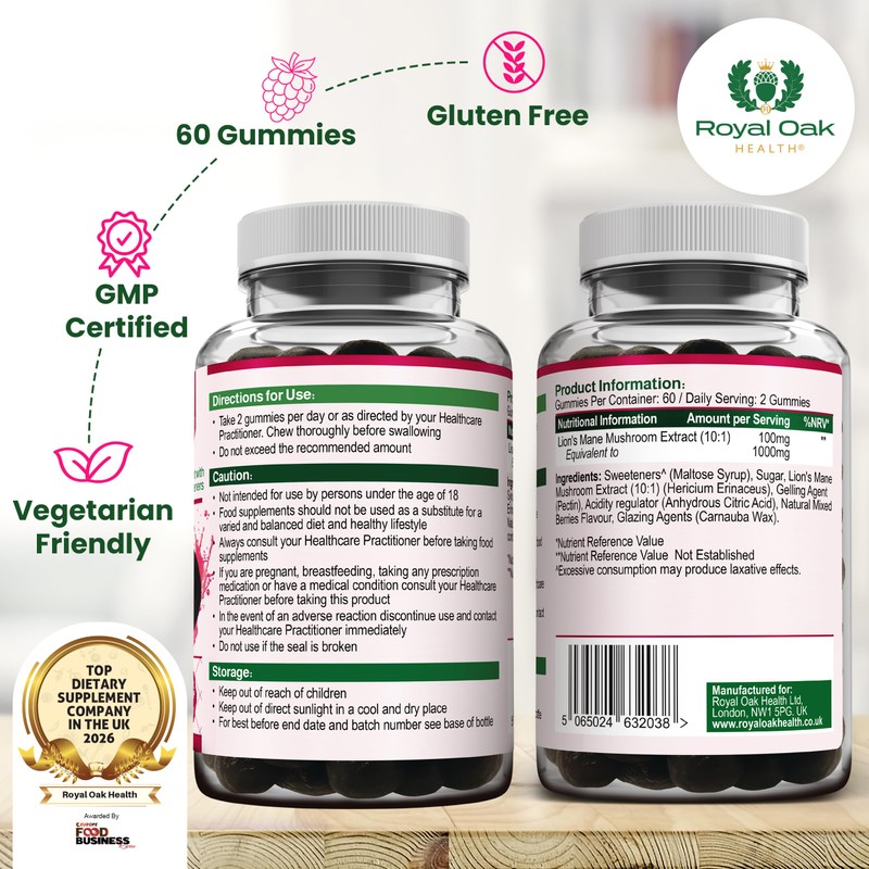 Royal Oak Health Lion's Mane Mushroom Gummies - 60 Natural