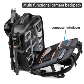 Camera Backpack with Laptop Compartment Camera Backpack Waterproof Large Camera Bag for DSLR Cameras Backpacks for Photographers Camera Backpack for Women Men Outdoor Photography Hiking Travel Black