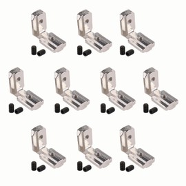 FOCMKEAS 10Pcs Interior Joint Brackets 90 Degree T Slot L-Shape Corner Brackets Internal Angle Connectors for European Standard 2020 Series 6mm T Slot Aluminum Extrusion Profile, Zinc Alloy