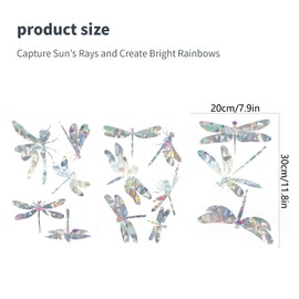 NIIIYTYB 28 Pcs Dragonfly Window Clings Rainbow Stickers for Bird Window Strike Prevention Non-Adhesive Vinyl Decals for Anti-Collision Bird Deflectors for Windows Sun Catcher Stickers