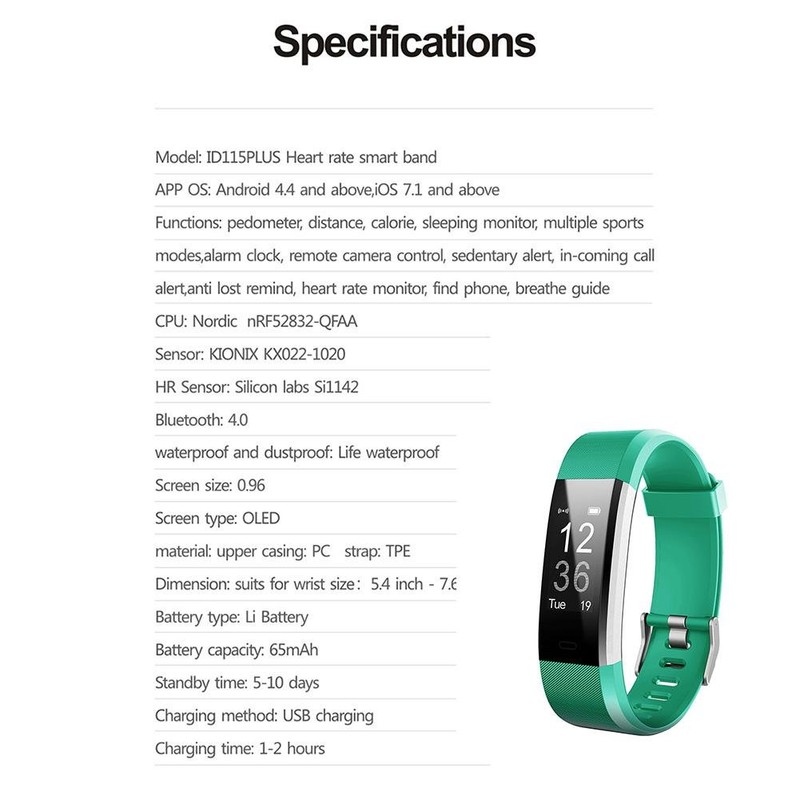 YOun Coloured Strap, Replacement Accessory for ID115Plus HR Smart Watch,