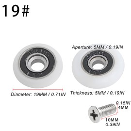 Qikuver Shower Door Roller, 4 Sets Shower Door Rollers Runners 19mm Diameter Bathroom Twin Wheels Pulleys Top and Bottom Replacement Parts (19MM)