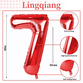 70th Birthday Balloons Red for Women, 40 Inch Giant Red Foil Number 70 Balloons Self Inflating, Red Digit 7 & 0 Mylar Helium Balloons for Men 70 Year Old Anniversary Party Decorations Supplies